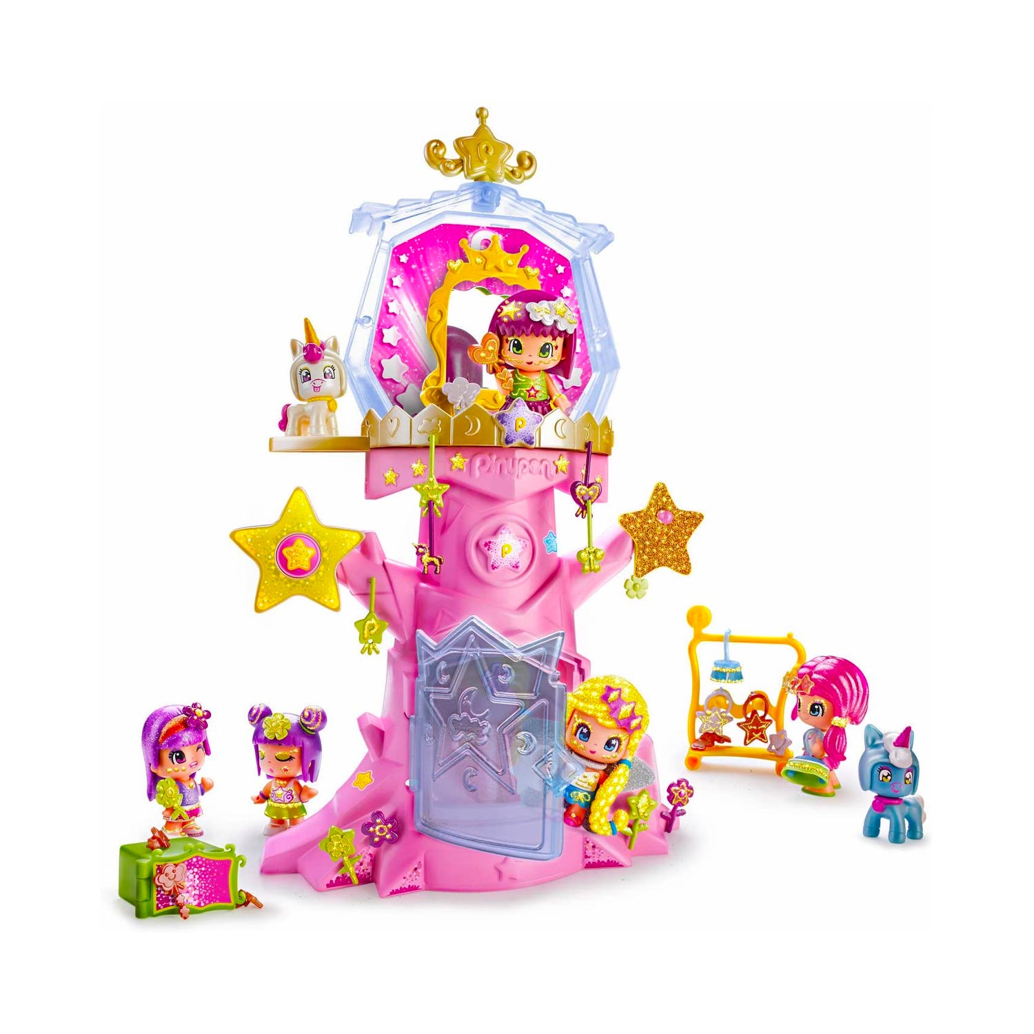 Pinypon Action Diplodocus E Torre Di Sorveglianza | Set Giocattolo Con Dinosauro 27,9 Cm E 19 Accessori | Luce E Parti Snodabili